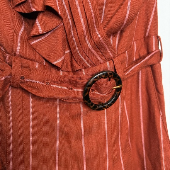 Three Floor Margaux Jumpsuit pinstriped copper Linen Size 0 RTR - Picture 5 of 15